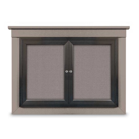 United Visual Products 24"x36" 1-Door Enclosed Letterboard, White Vinyl/Walnut UV2621O-WALNUT-WHITE